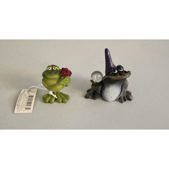 Vintage 12 Frog Figurines Set Neil, Mexico, Swarovski, Gold Gilt Toothpick, Russ - Picture 2 of 16